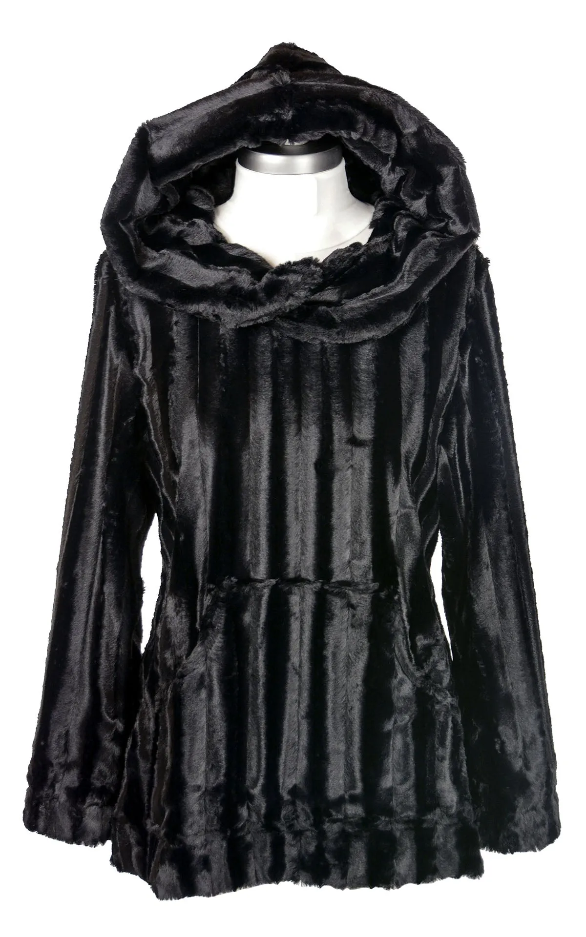 Hooded Lounger - Minky Black Faux Fur