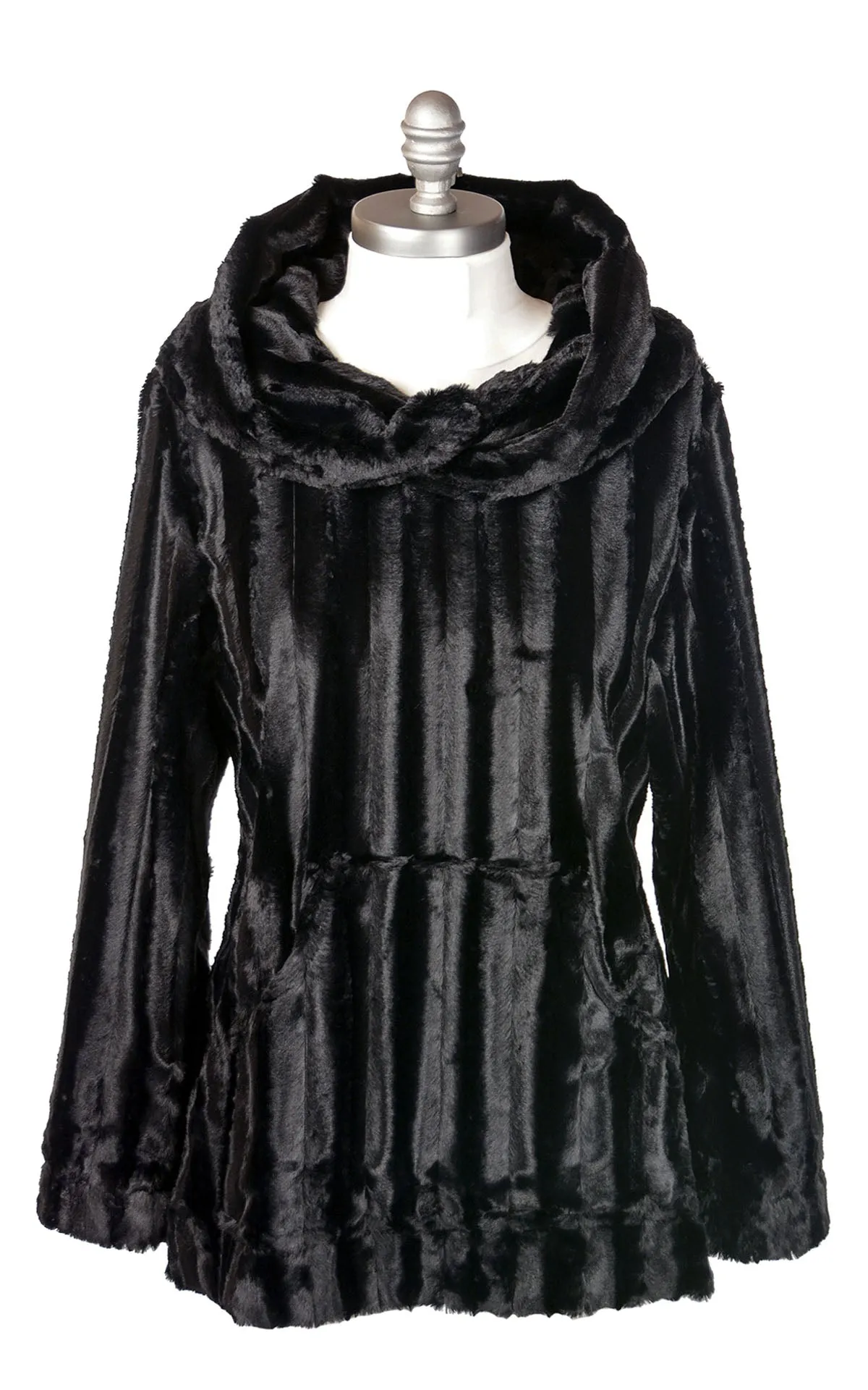 Hooded Lounger - Minky Black Faux Fur