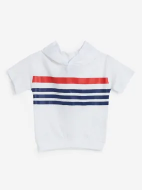 HOP Kids White Stripe Pattern Hooded T-Shirt