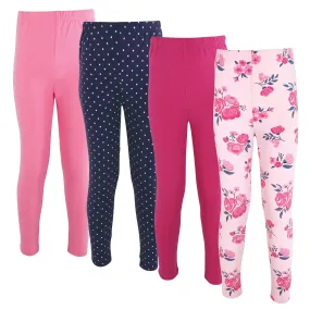 Hudson Baby Cotton Pants and Leggings, Pink Navy Floral