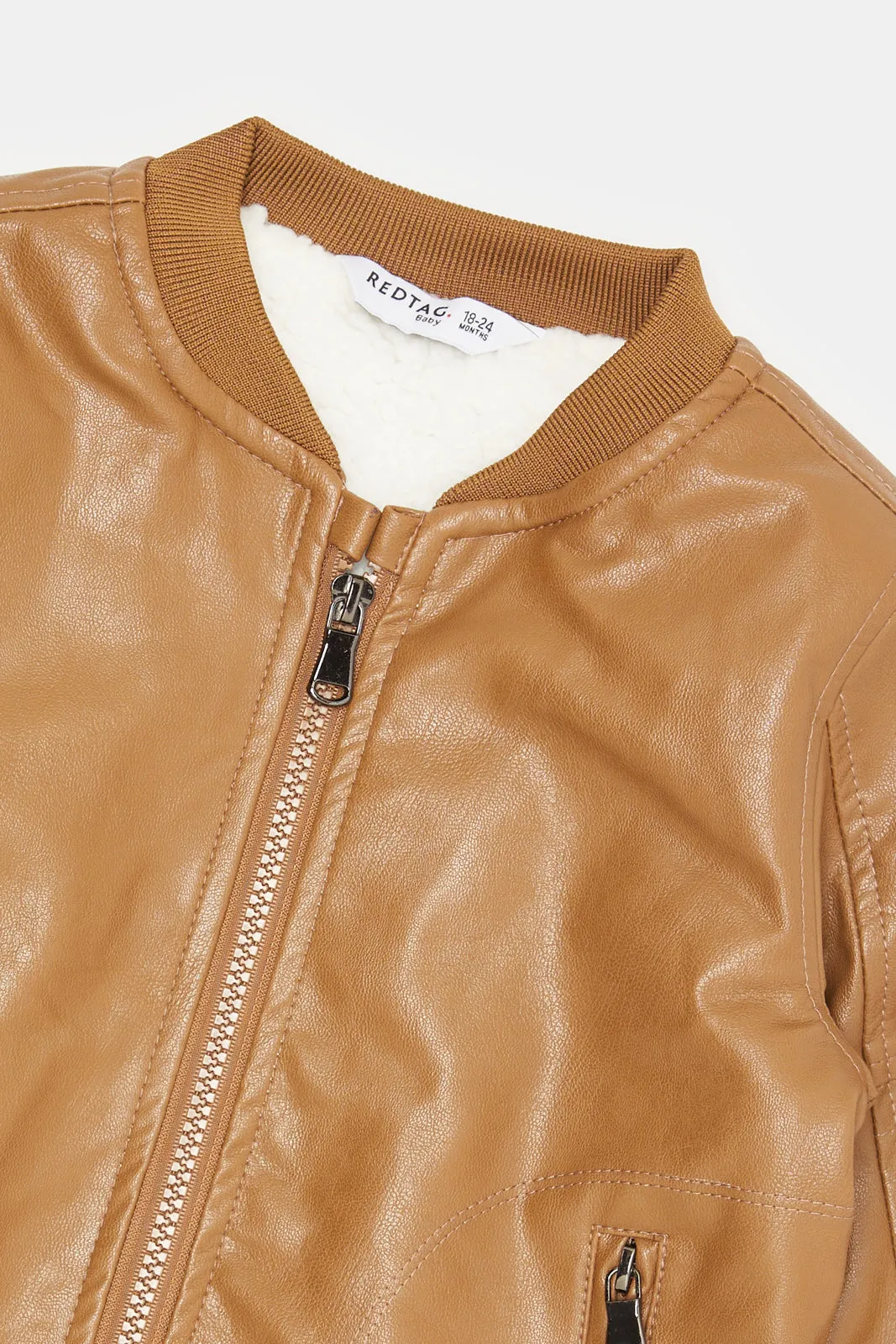 Infant Boys Brown Pu Bomber Jacket