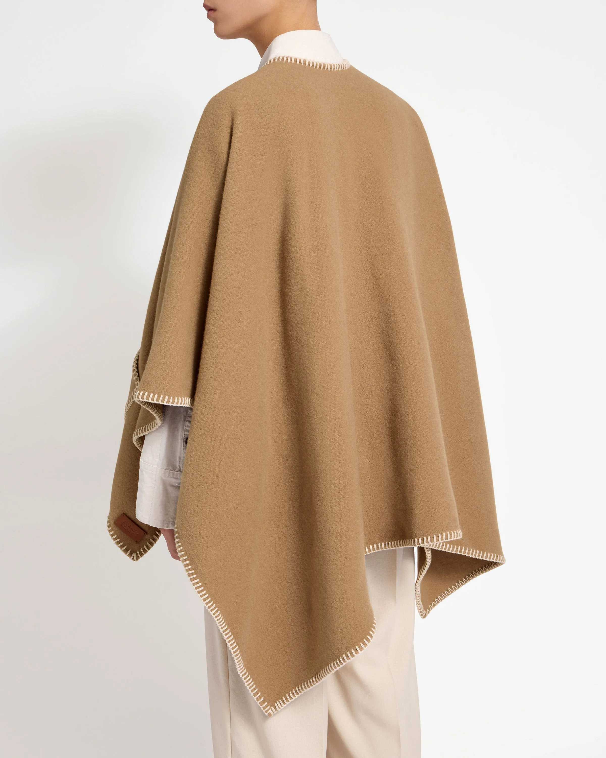 Iona Woven Pure Wool Cape - Camel