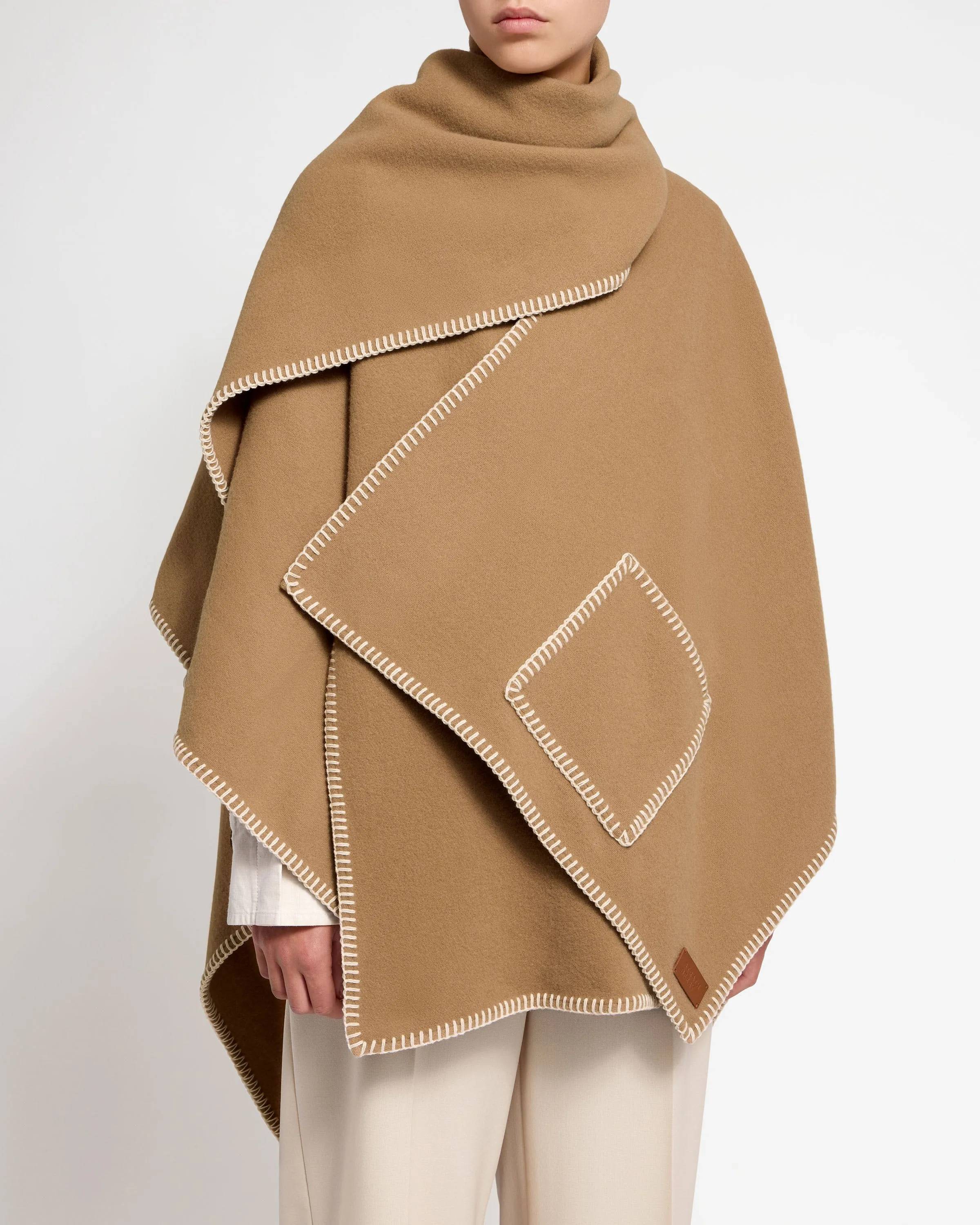 Iona Woven Pure Wool Cape - Camel