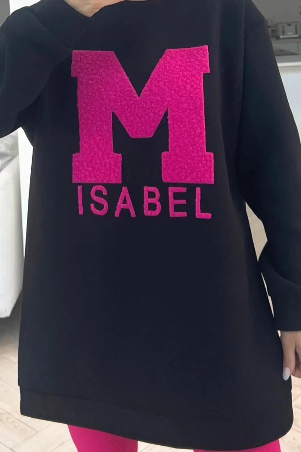 Isabel pink & black round neck sweater