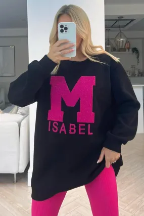 Isabel pink & black round neck sweater