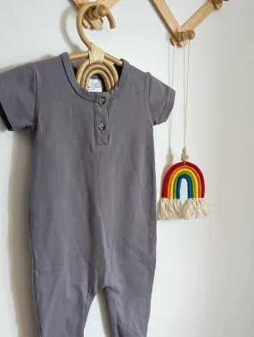 Jax & Lennon Steel Grey Tee Romper (0-6)