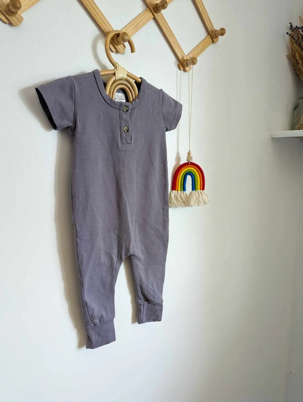 Jax & Lennon Steel Grey Tee Romper (0-6)