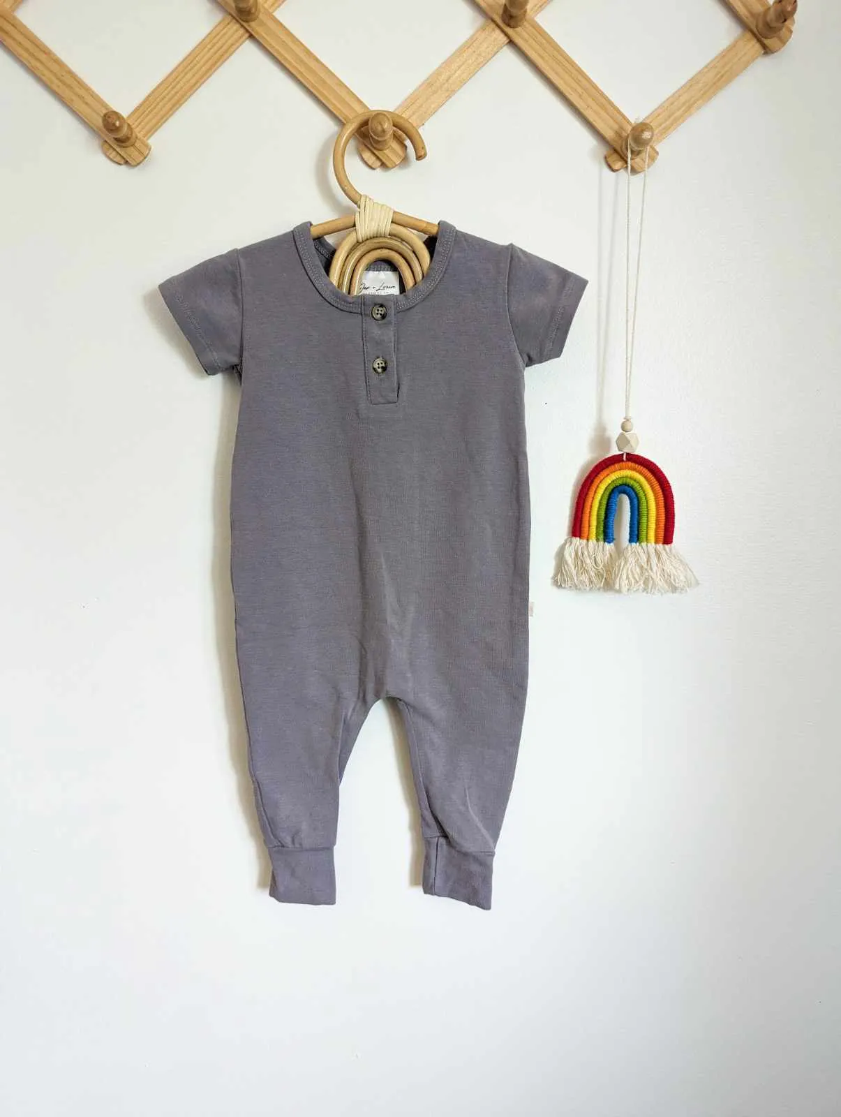 Jax & Lennon Steel Grey Tee Romper (0-6)