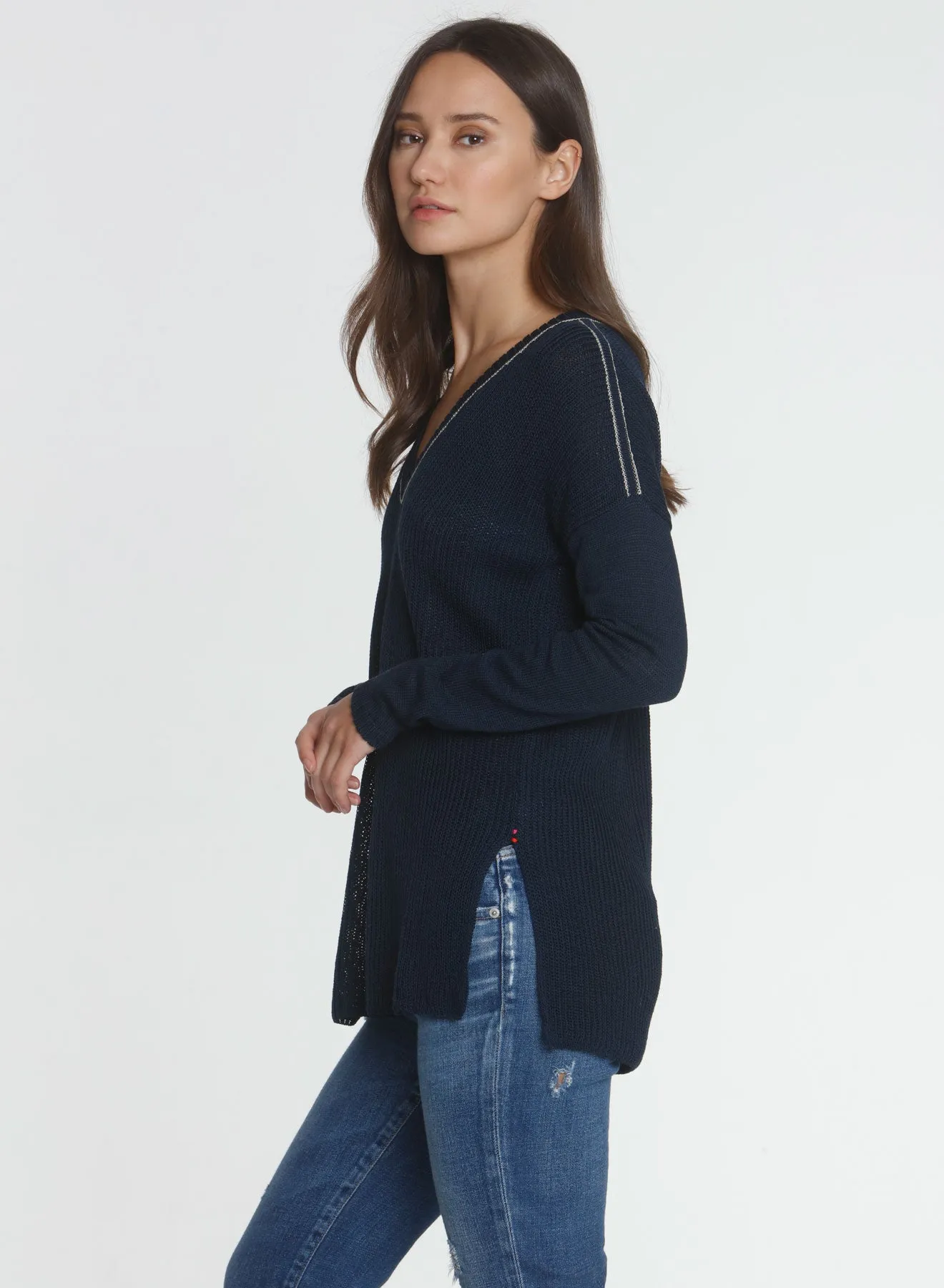 Jenna Rib Vee - Navy