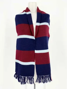 Joseph Magnin Wool Blend NAVY/BURG. Long Stripe Scarf