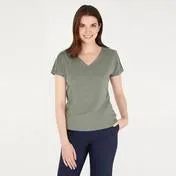 Khaki Green Slash Neck Eyelash Trim Top