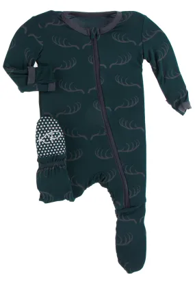 KicKee Pants Pine Deer Rack Footie with Zipper