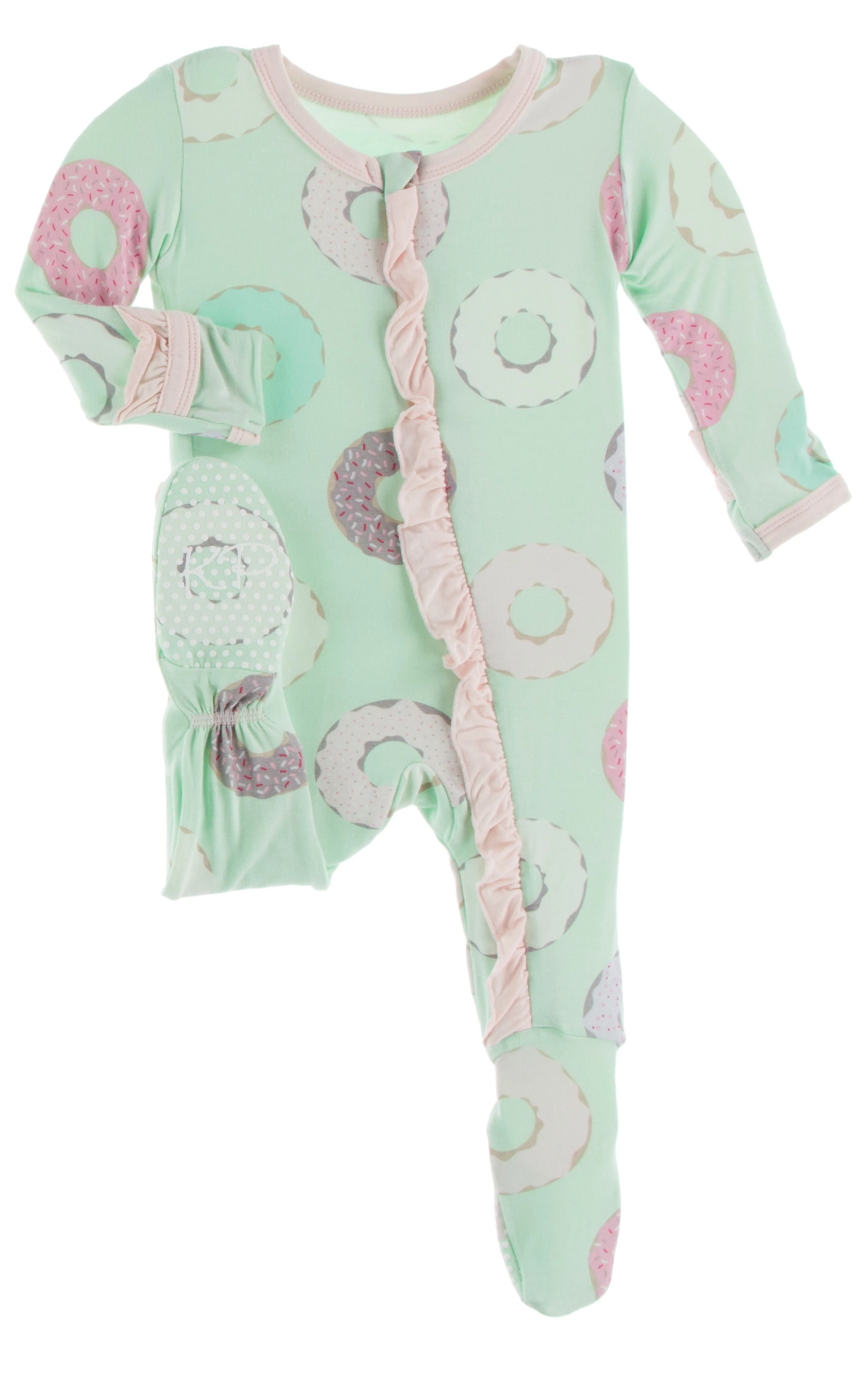 KicKee Pants Pistachio Donuts Classic Ruffle Footie with Zipper