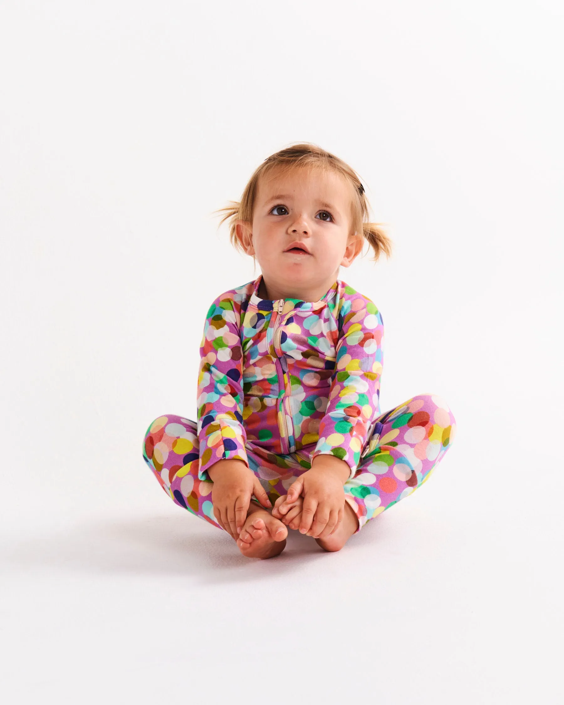 Kip & Co Confetti Pink Organic Long Sleeve Zip Romper