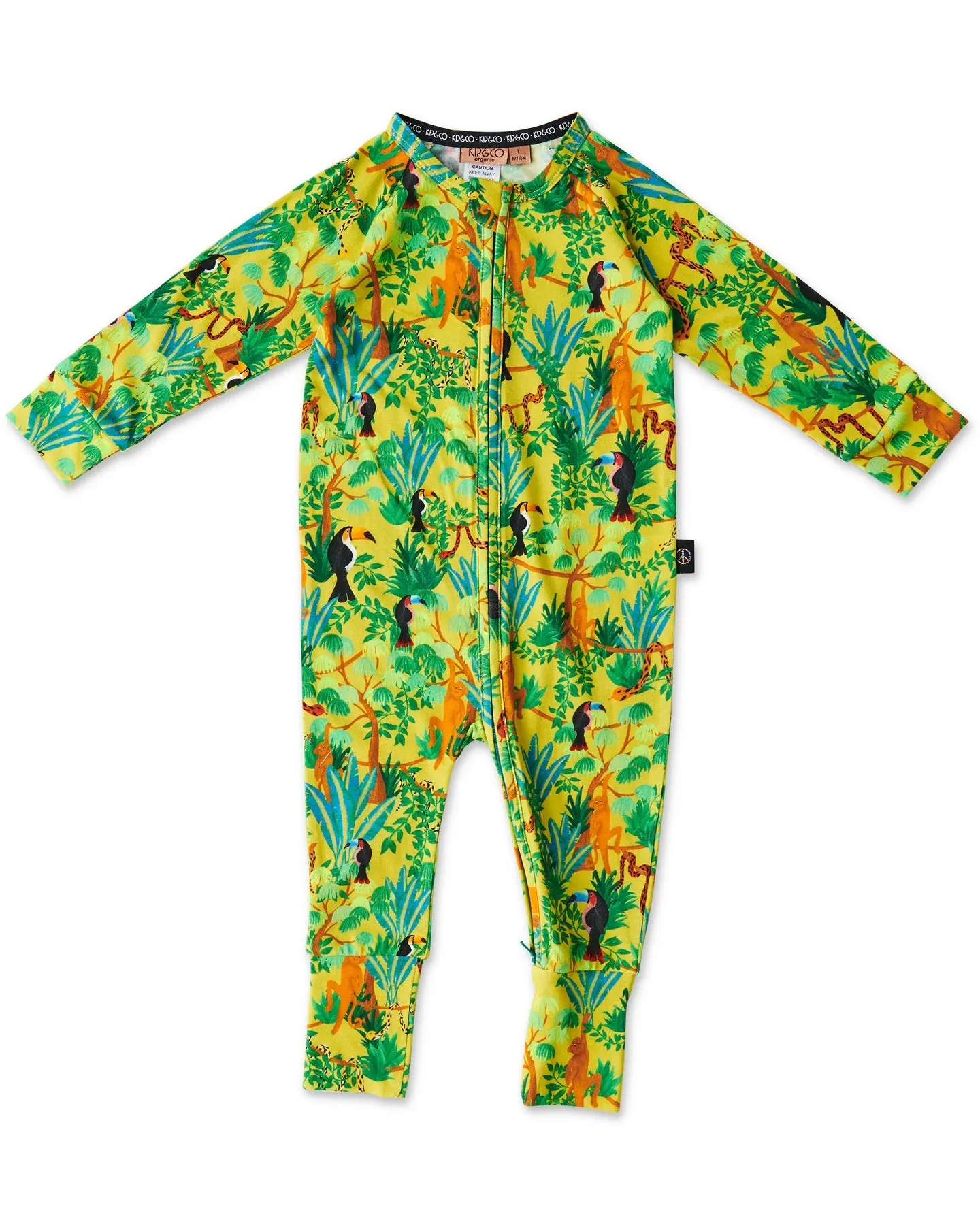 Kip & Co Jungle Boogie Organic Long Sleeve Zip Romper