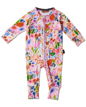 Kip & Co Meandering Meadow Organic Long Sleeve Zip Romper