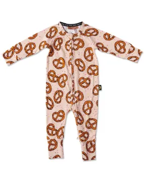 Kip & Co Pretzels Pink Organic Long Sleeve Zip Romper