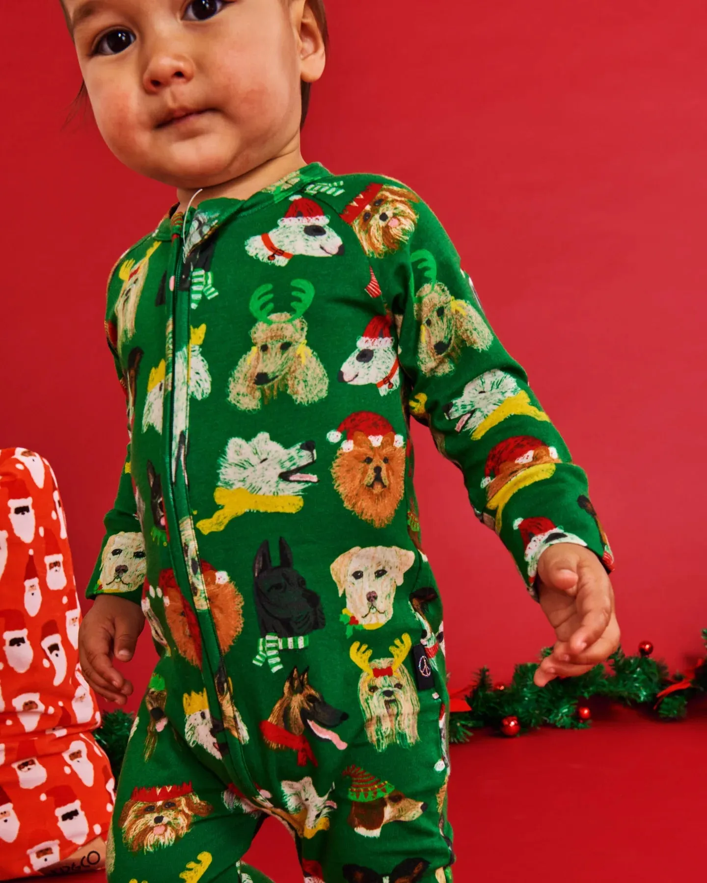 Kip & Co Santa's Little Helper Organic Long Sleeve Zip Romper