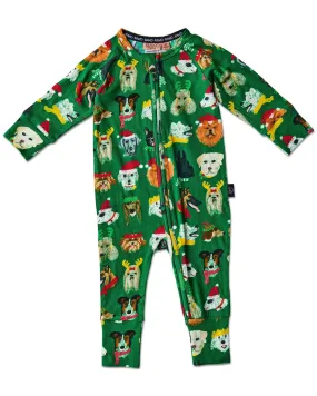 Kip & Co Santa's Little Helper Organic Long Sleeve Zip Romper