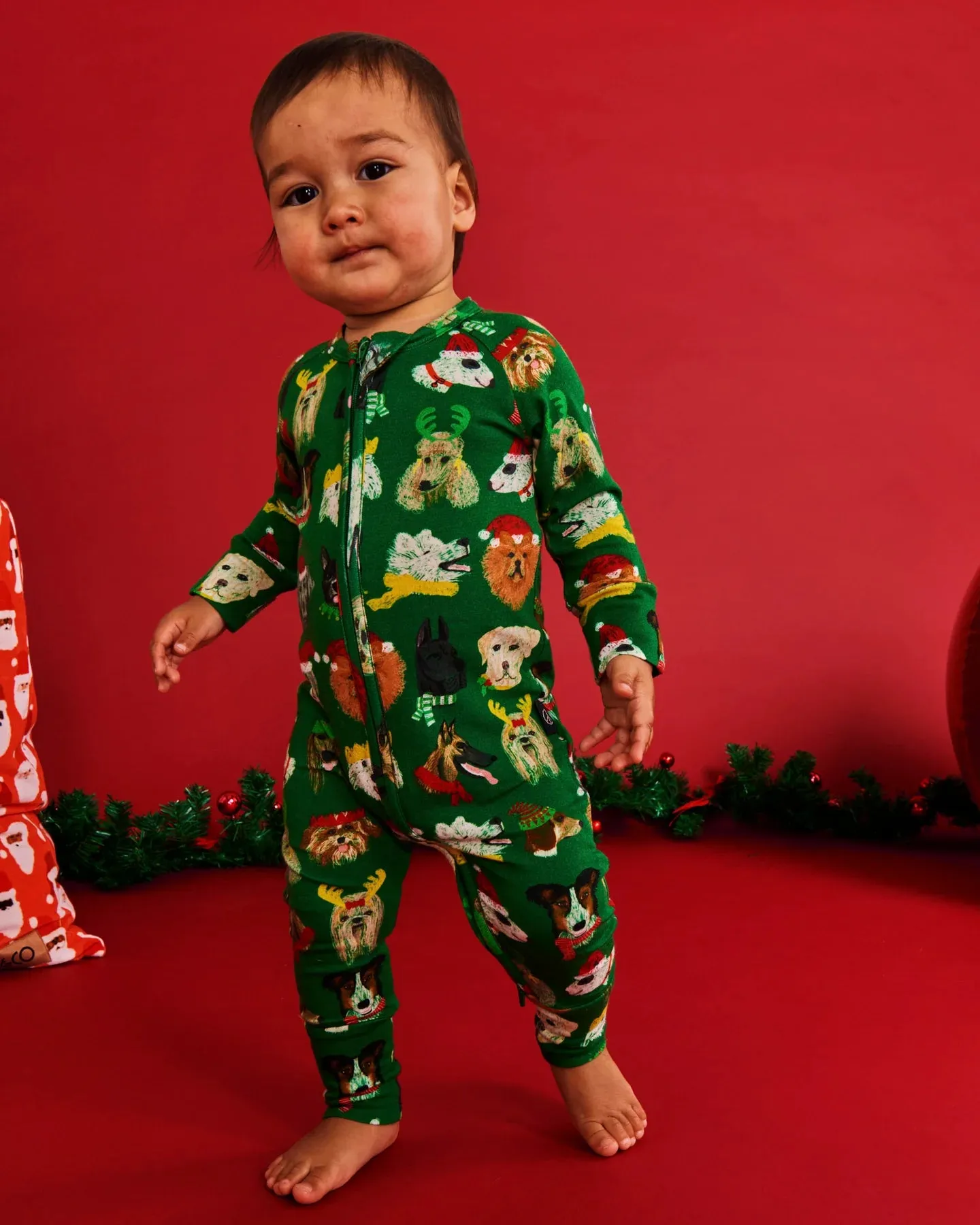 Kip & Co Santa's Little Helper Organic Long Sleeve Zip Romper