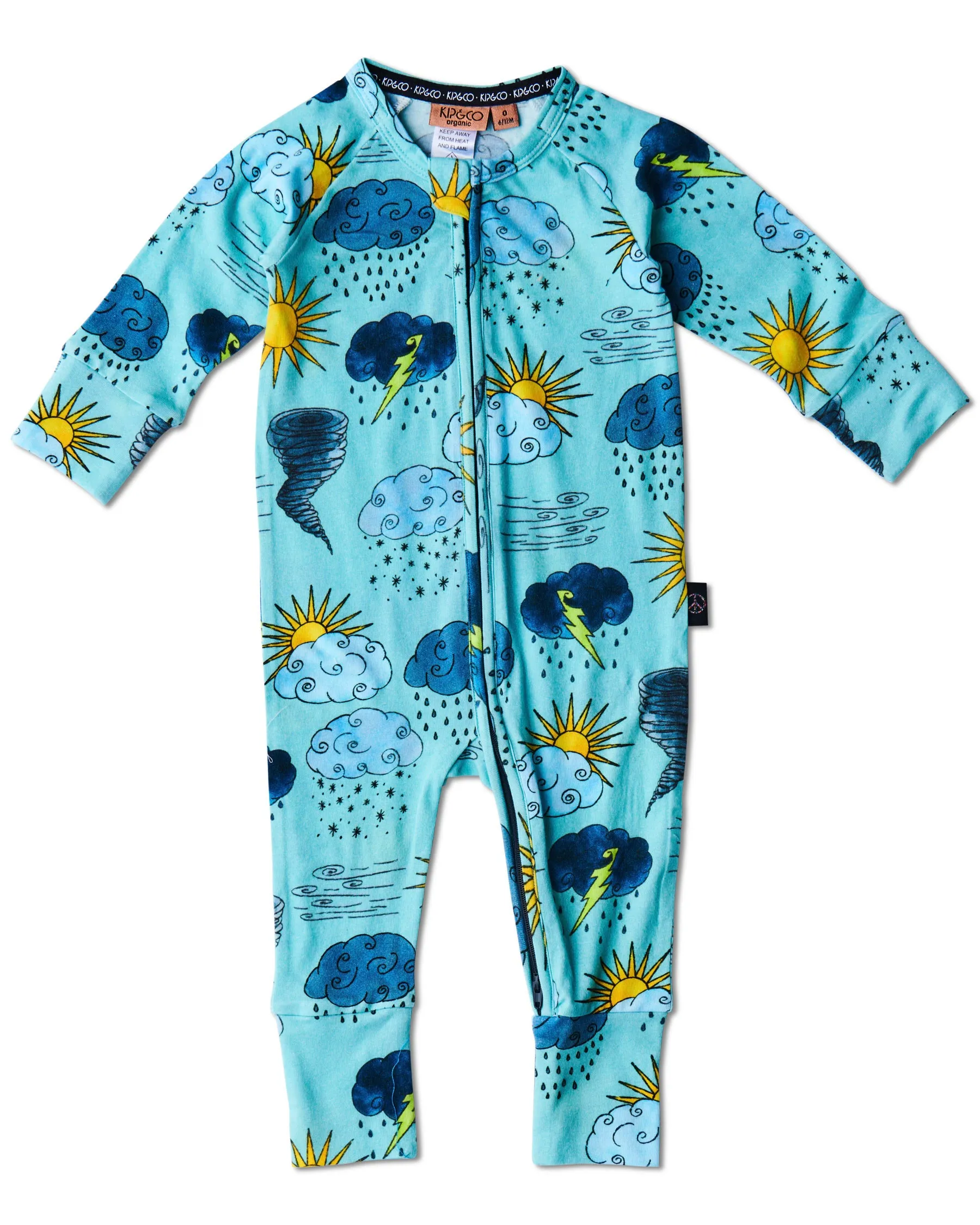 Kip & Co Weather Report Organic Long Sleeve Zip Romper