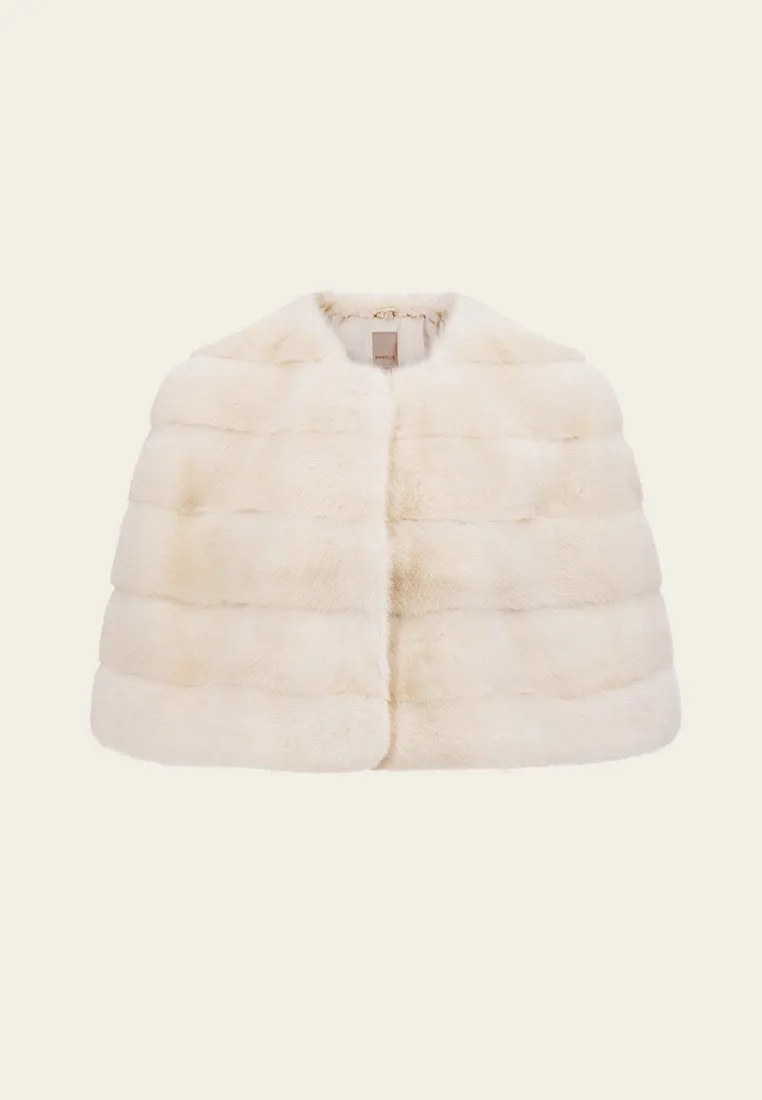 Knitted-panel Fur Cropped Cape