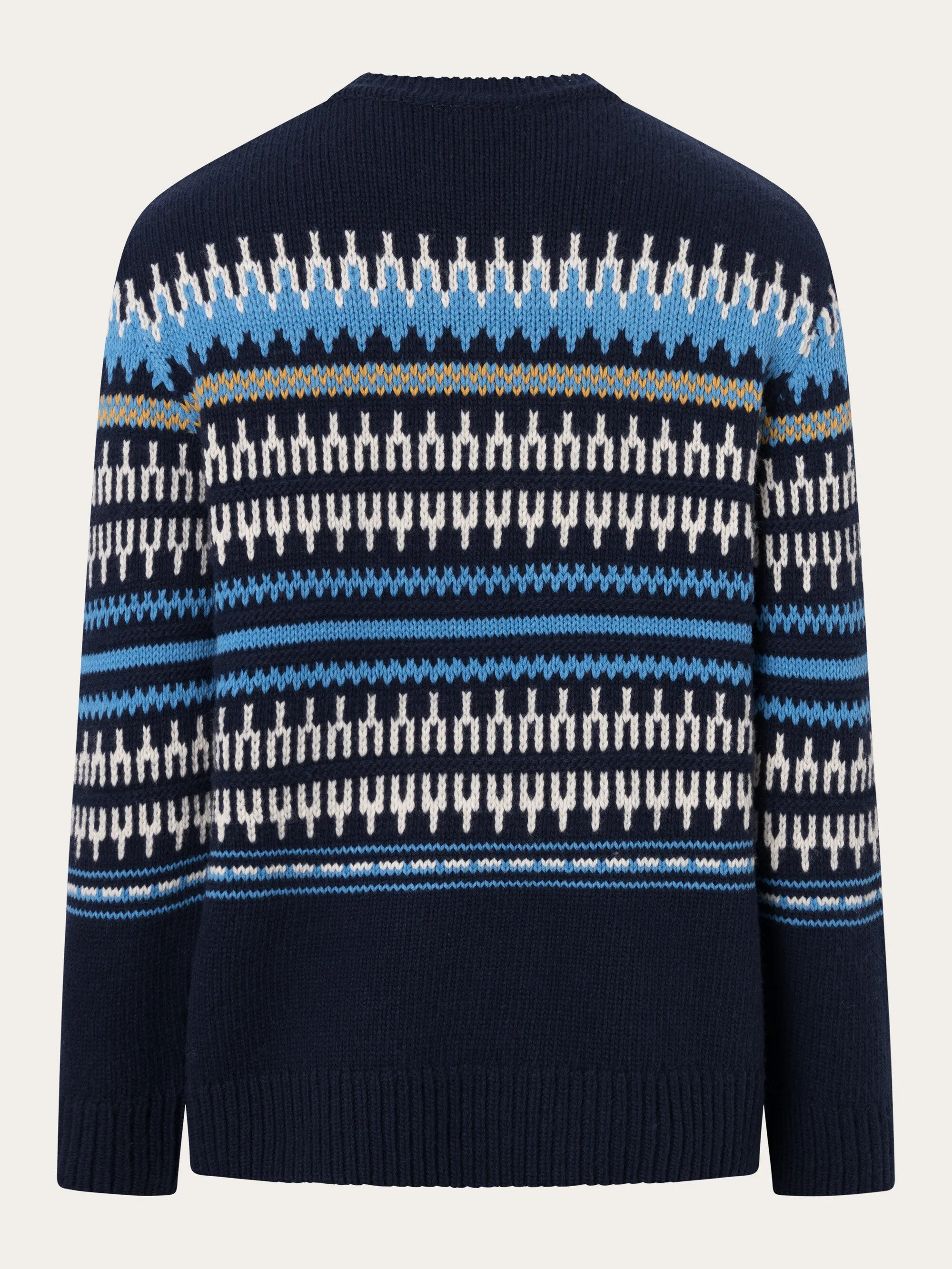 Knitted pattern crew neck - Blue stripe