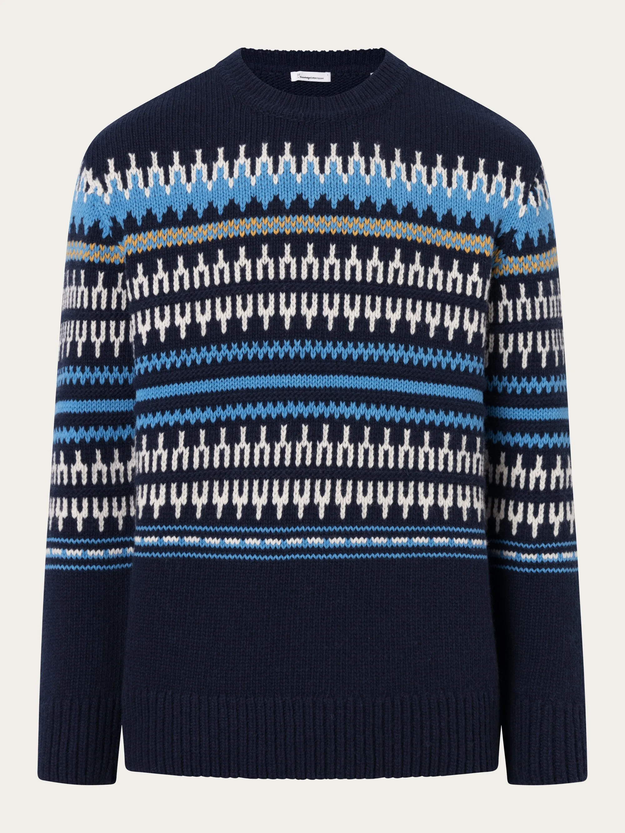 Knitted pattern crew neck - Blue stripe