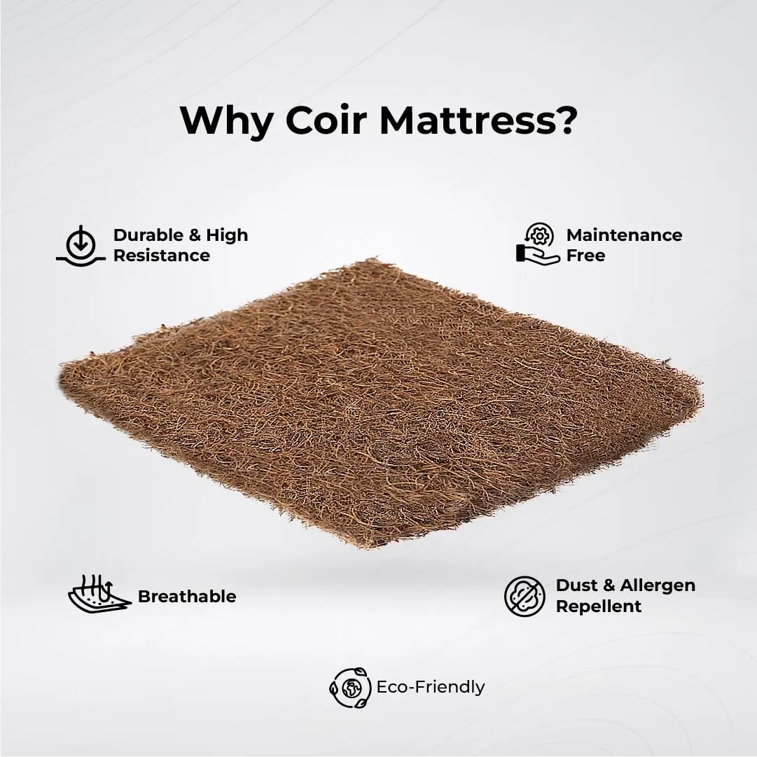 Kurlon Natural Coir Pad Mattress | Rubberized Coir | Breathable Fabric |Medium Firm Support| Natural Cooling | PU Foam Quilting | Premium Finish | King Size | 78x72x5 | 5 Yrs Warranty