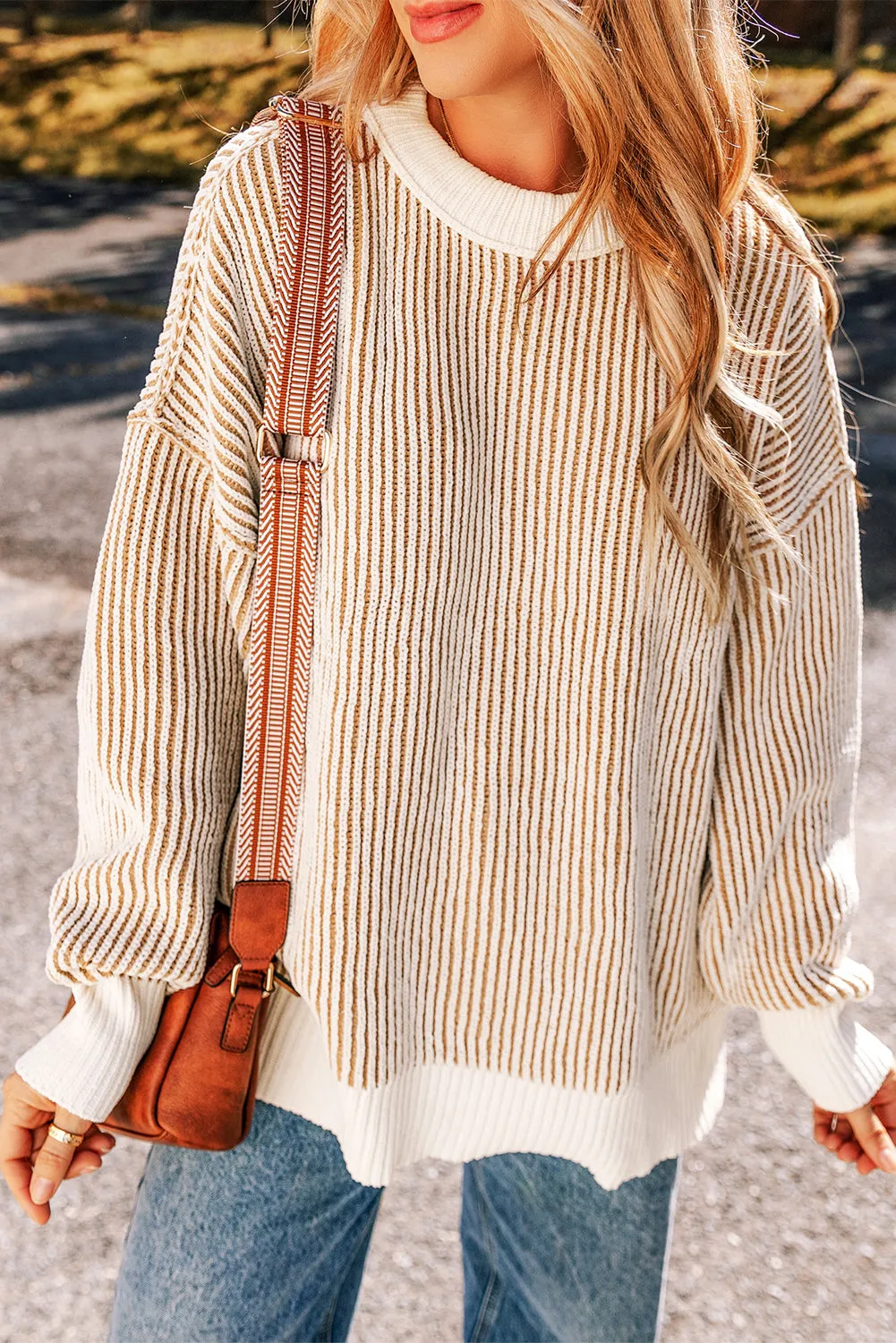 Lanny Textured Chestnut Knit Sweater