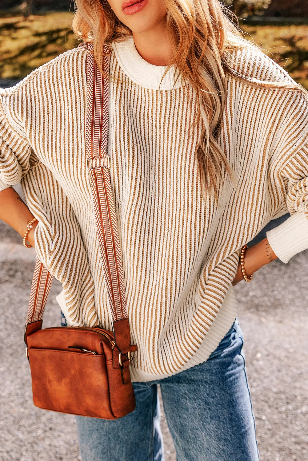 Lanny Textured Chestnut Knit Sweater