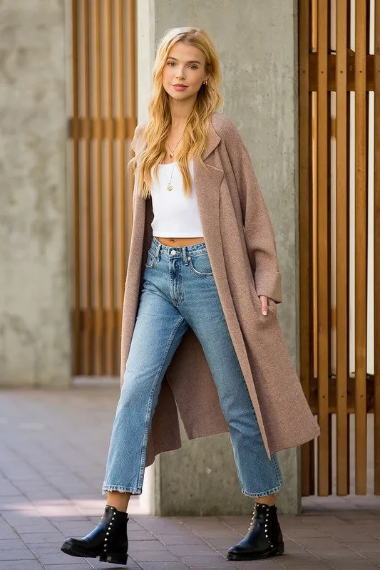 Latte Effortless Knitted Trench Coat