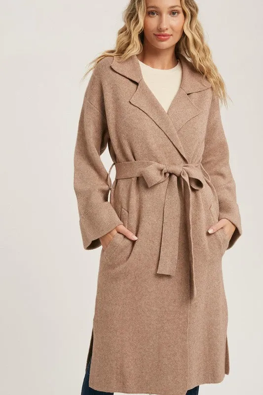 Latte Effortless Knitted Trench Coat