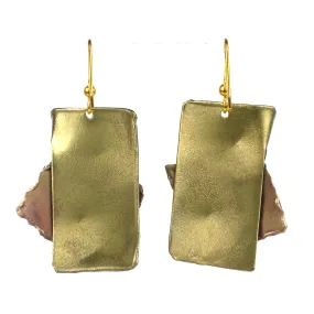 Layered Leaf Copper and Brass Earrings Brass Images