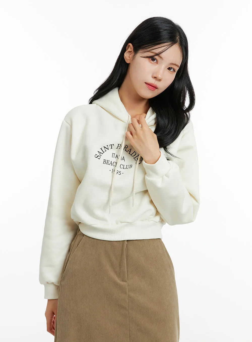 Lettering Hooded Crop Sweatshirt ON315