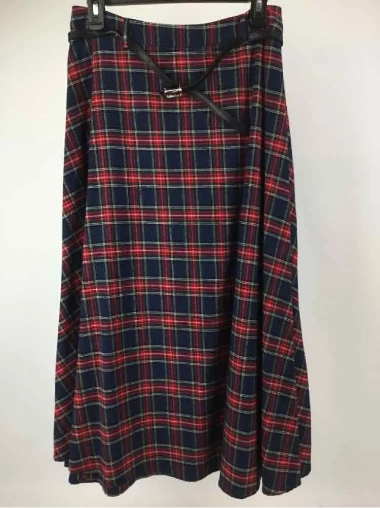 Lili Sidonio Women Size M Navy/Red NWT Plaid Maxi Skirt