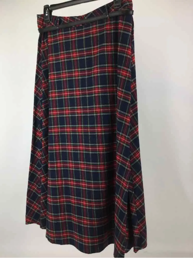 Lili Sidonio Women Size M Navy/Red NWT Plaid Maxi Skirt