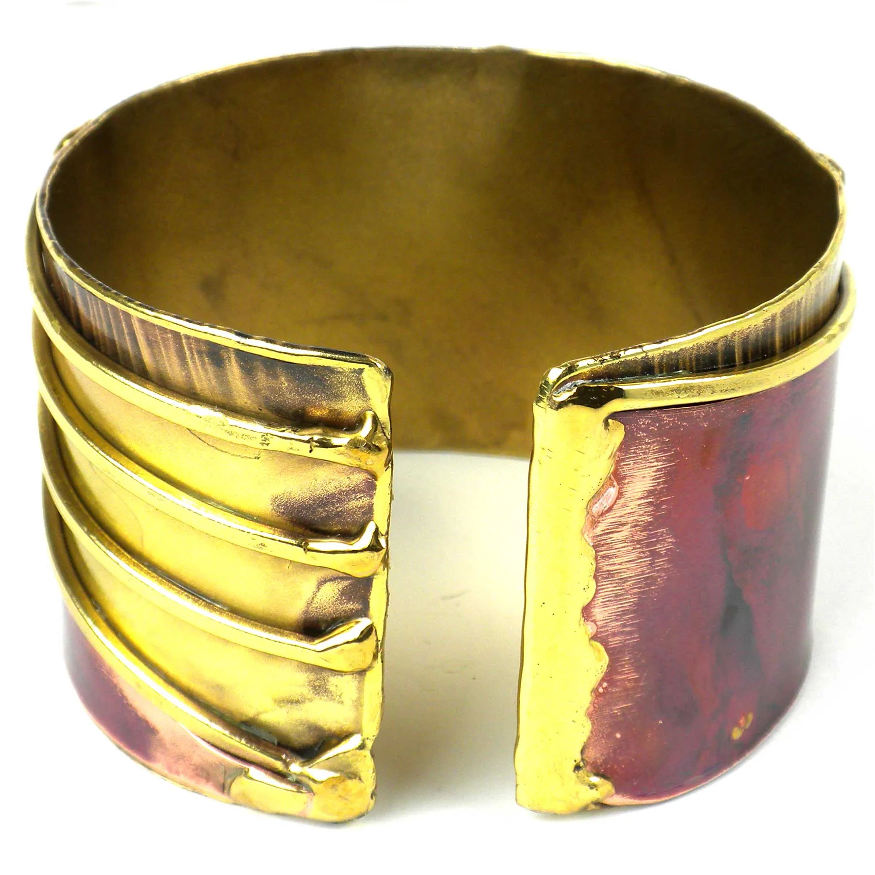 Lines Drawn Brass and  Copper Cuff Brass Images