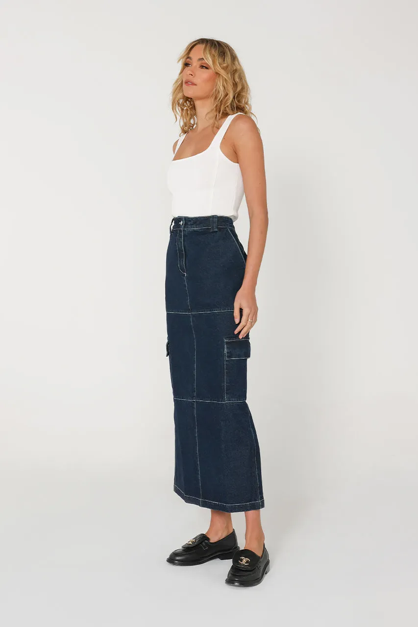 Lisa Cargo Maxi Skirt | Denim