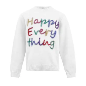 Lola and The Boys Kid's Happy Everything Tinsel Sweater - White