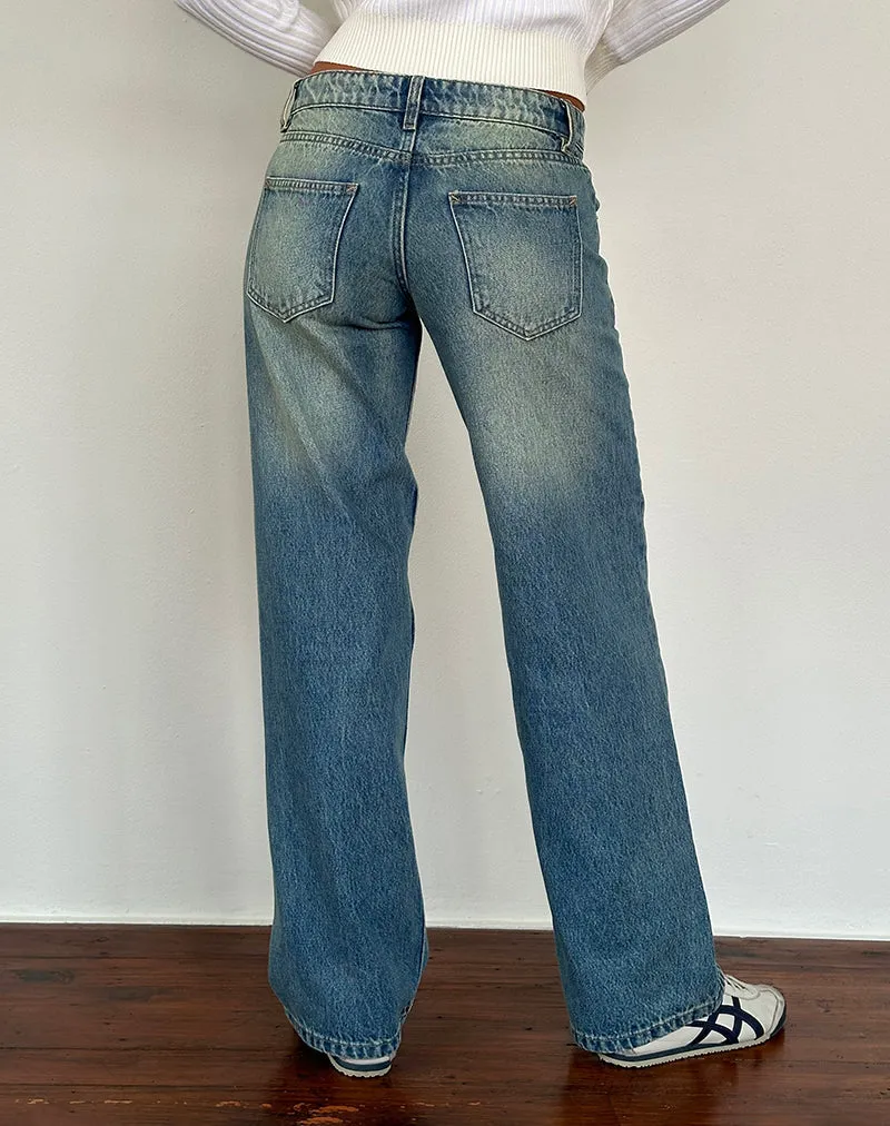 Low Rise Parallel Jeans in Sea Green