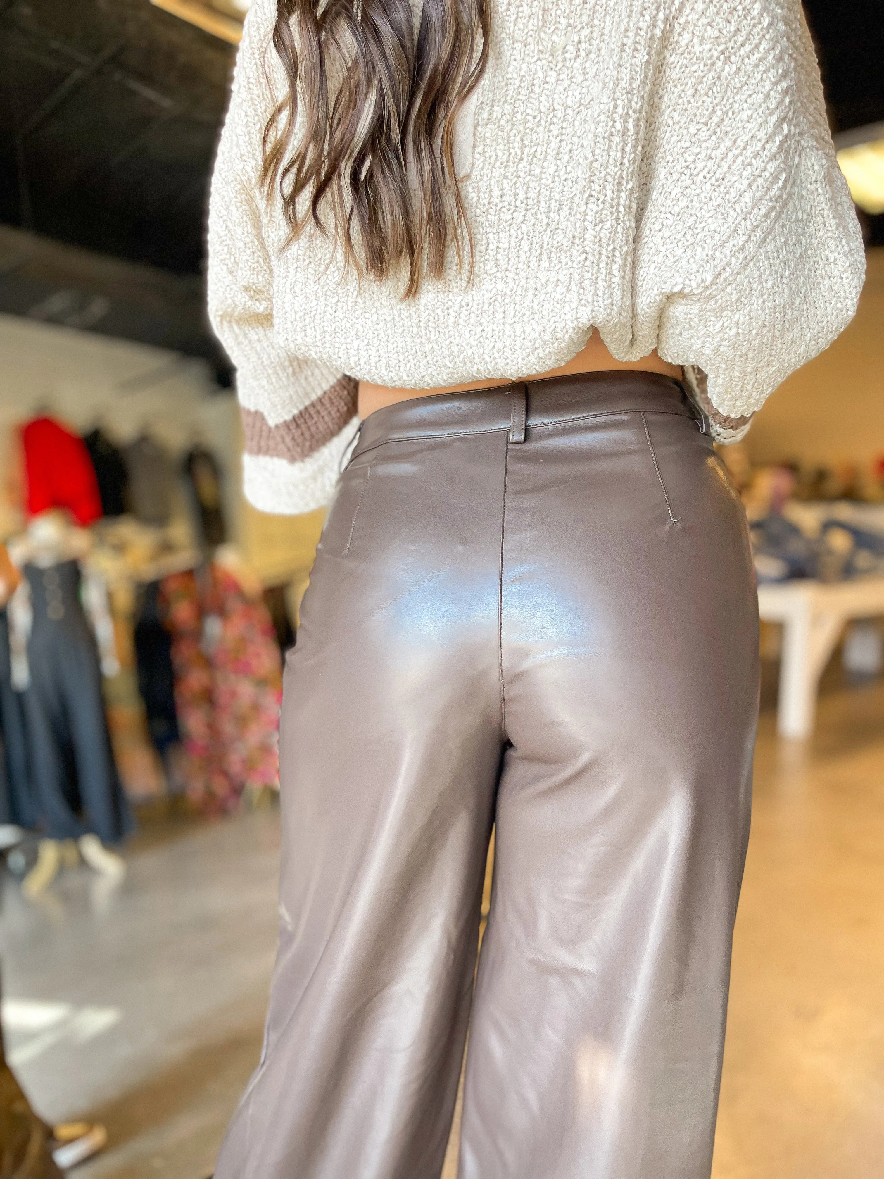 Lucy Paris Adler Faux Leather Pant | Dark Brown