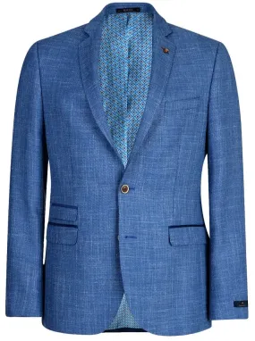 Magee Mens Jacket - Lightweight Blue Woven Linen Mix