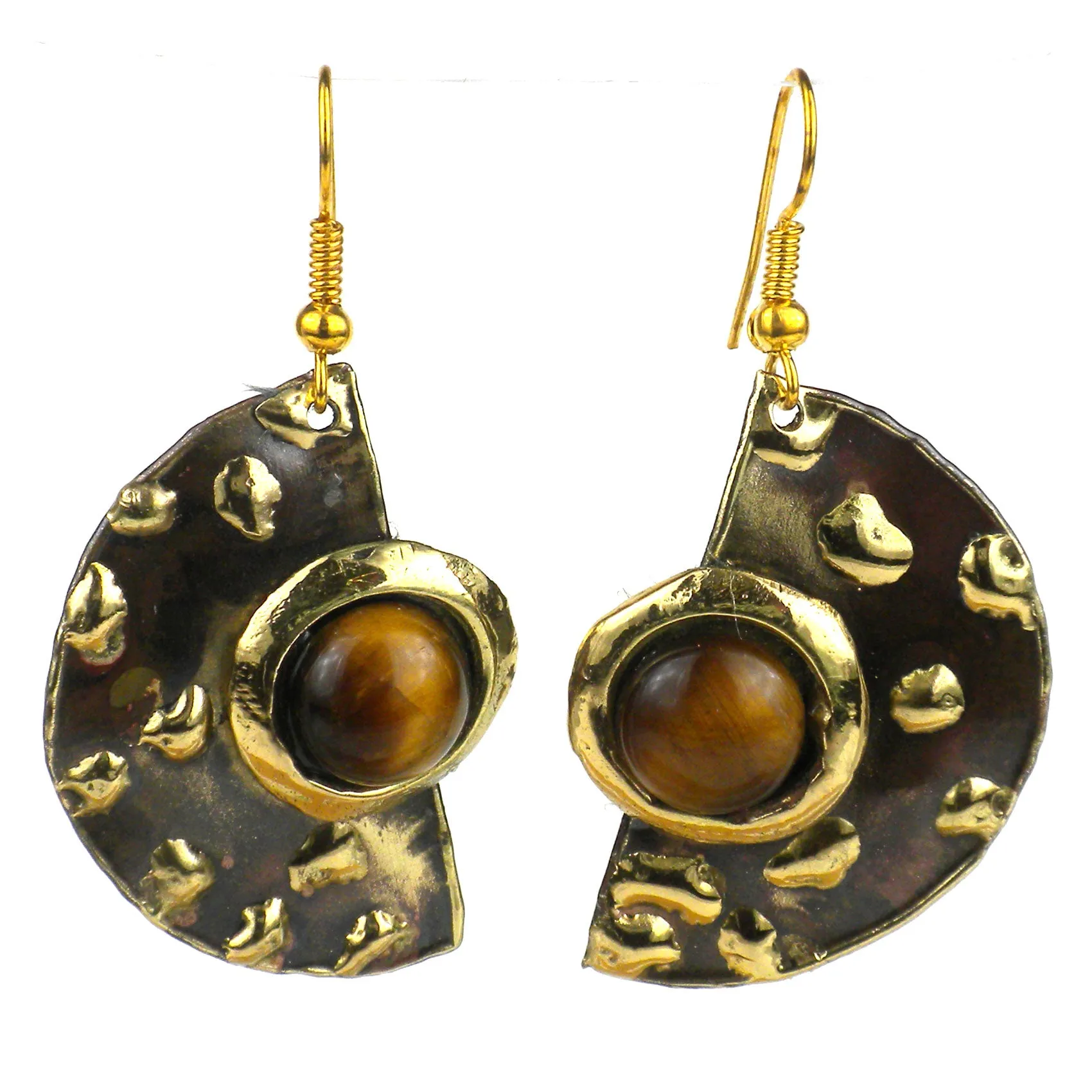 Make Your Mark Tigers Eye Earrings Brass Images