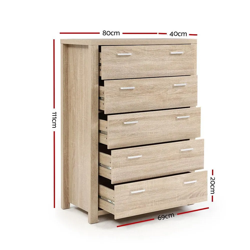 Maxi 5-drawer Tallboy Oak