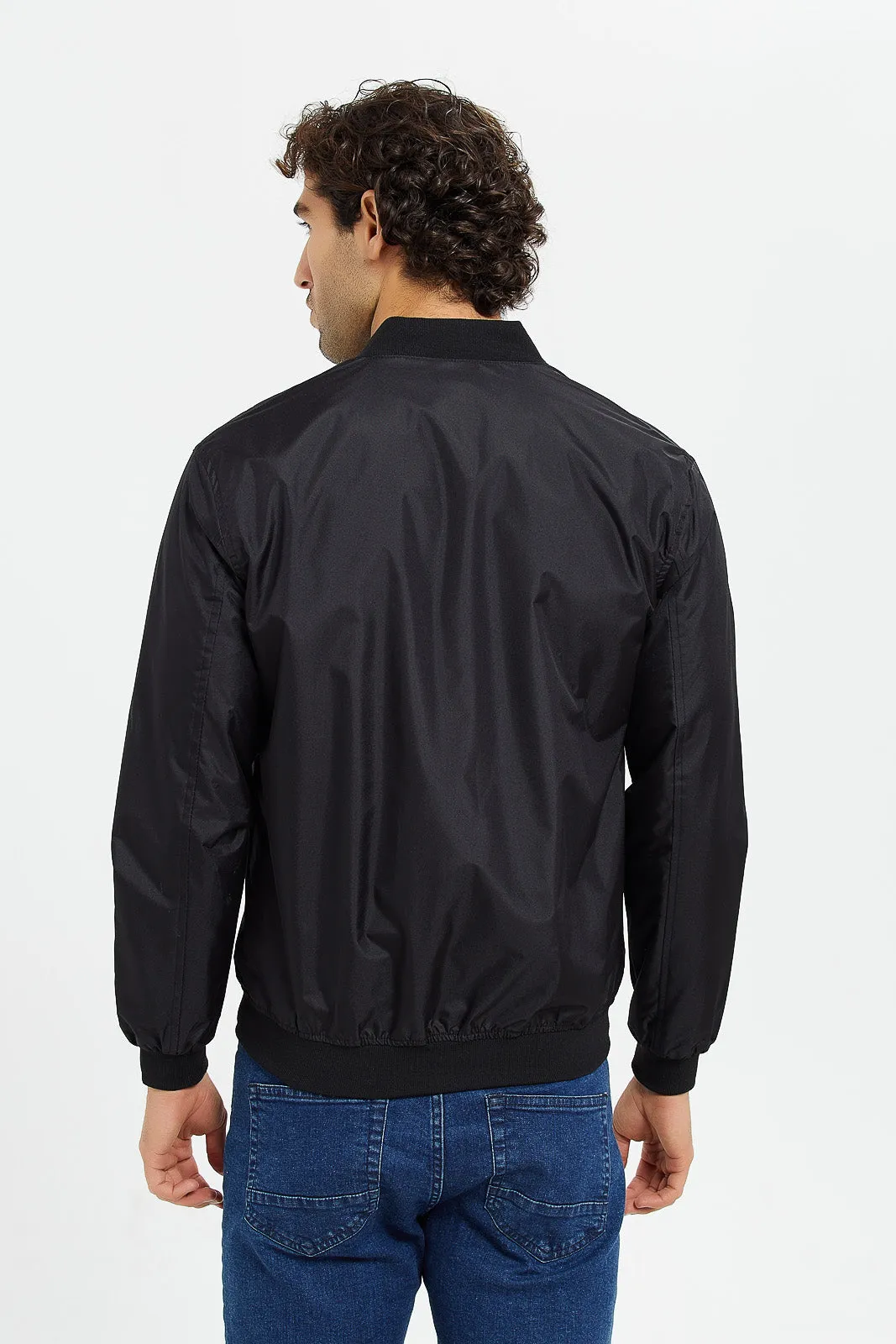 Men Black Light Bomber Jacket