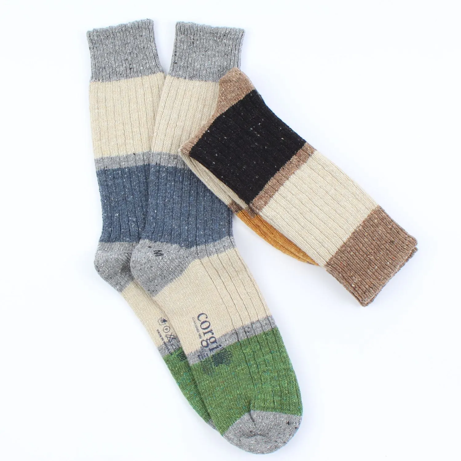 Men's Banded Stripe Donegal Wool Socks