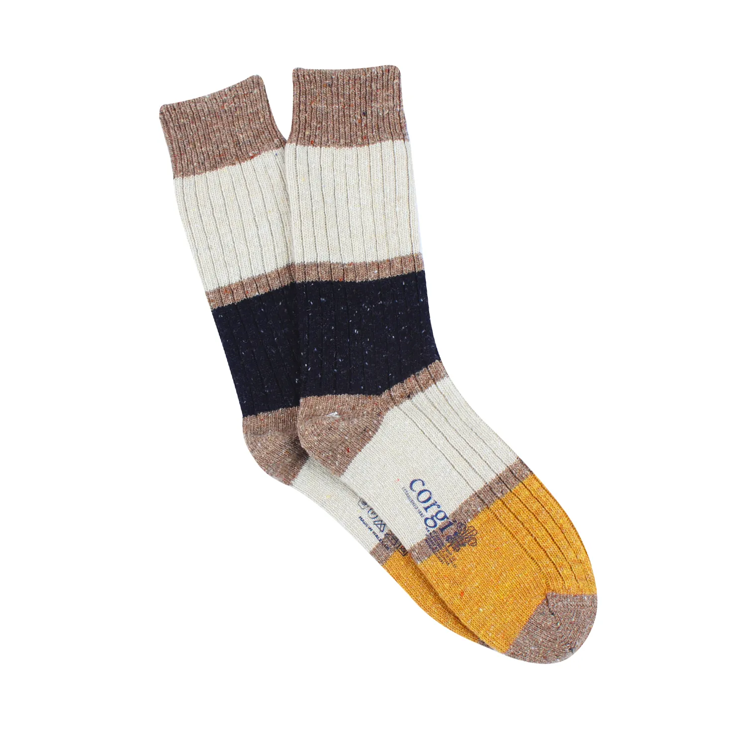 Men's Banded Stripe Donegal Wool Socks