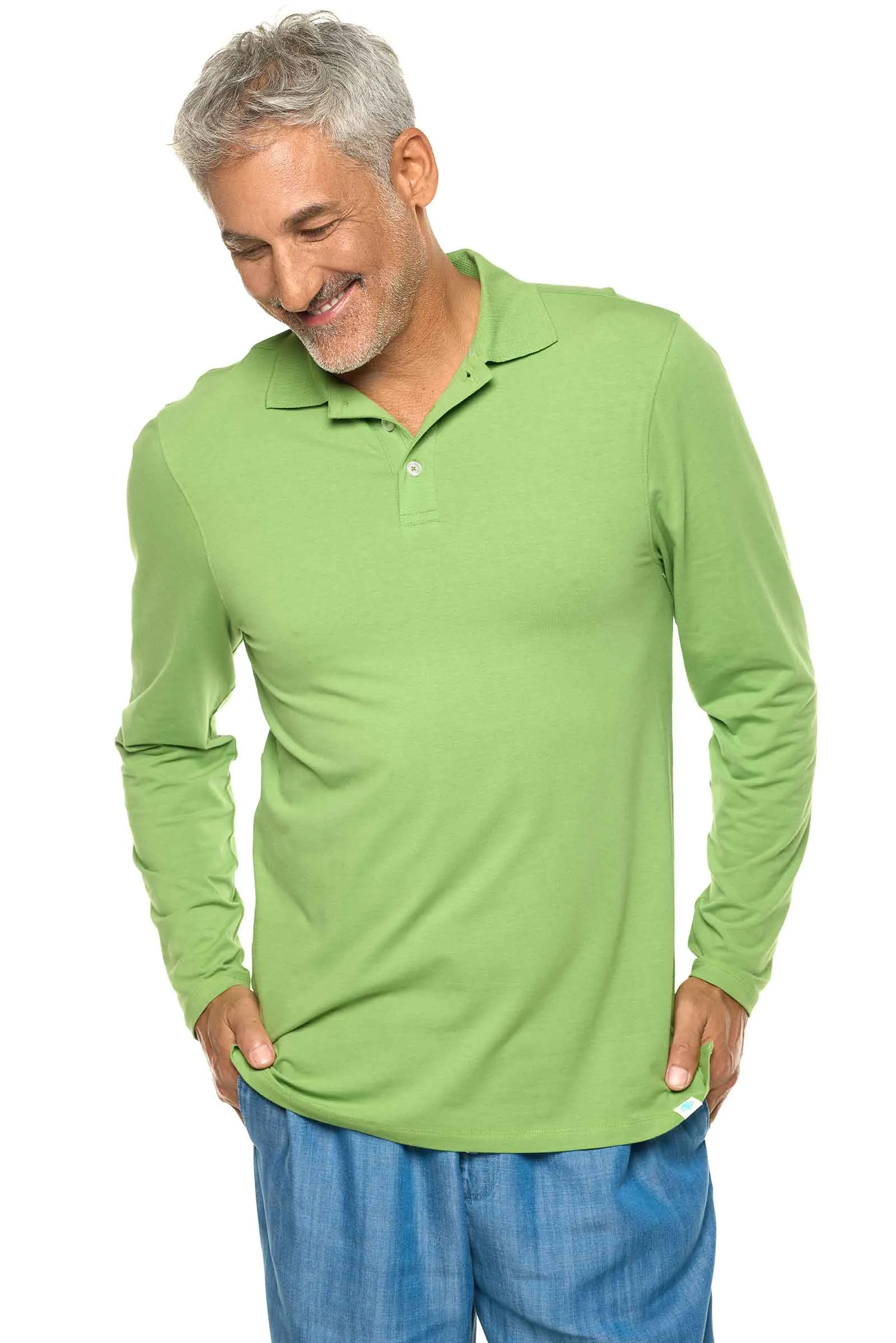 Men's Coppitt Long Sleeve Weekend Polo  |  Soft Fern