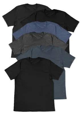 Men's Workout 6 Pack Tri-Blend T-Shirt Bundle - Short Sleeve Crew Neck